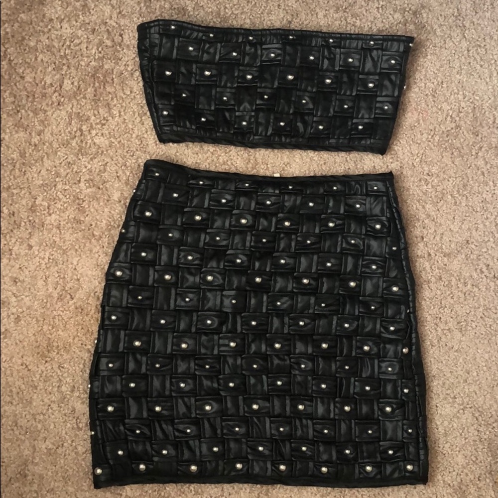 BLACK LEATHER STUDDED 2 piece set🖤